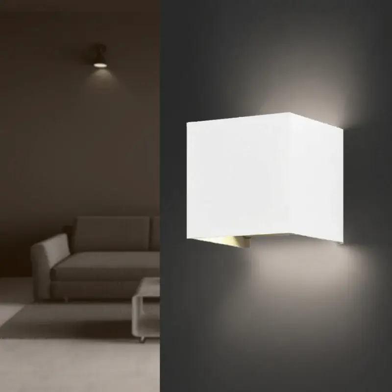 Pas Cher Applique Murale Blanche LED 6W IP54 Carré
