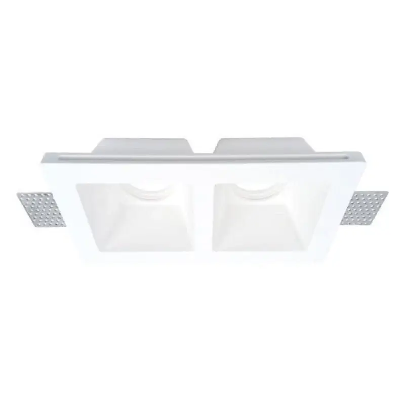 Remise Support Spot Double GU10 LED Carré Blanc 215x118mm
