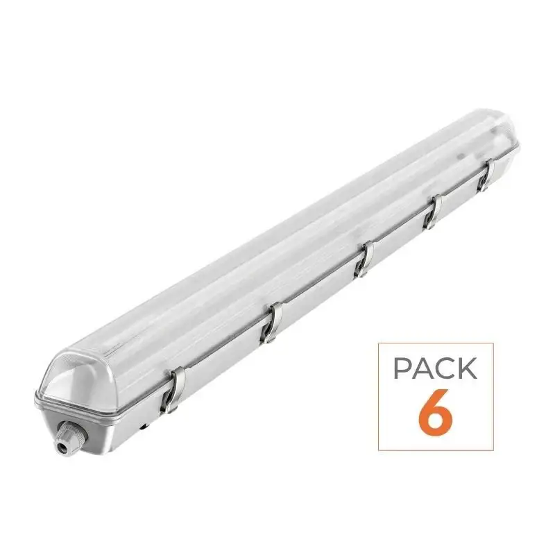 Kit de Réglette LED IP65 + Tube Néon LED 120cm T8 18W - Pack de 6 Commander Vite