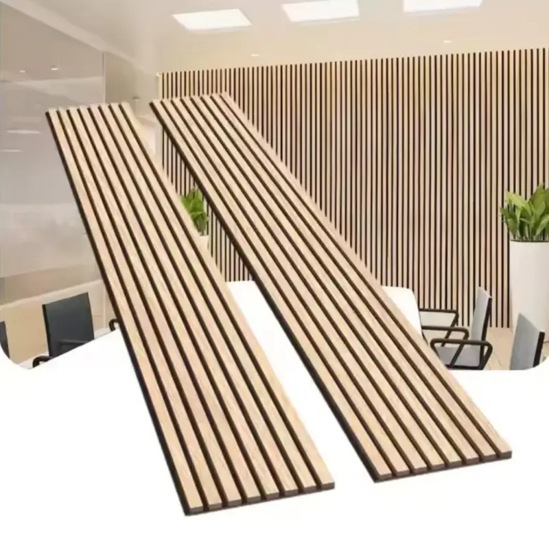Meilleur Prix Lot de 2 Panneaux Acoustiques Muraux Bois 240x60x2,2cm - Chêne Blanc avec Fond Noir