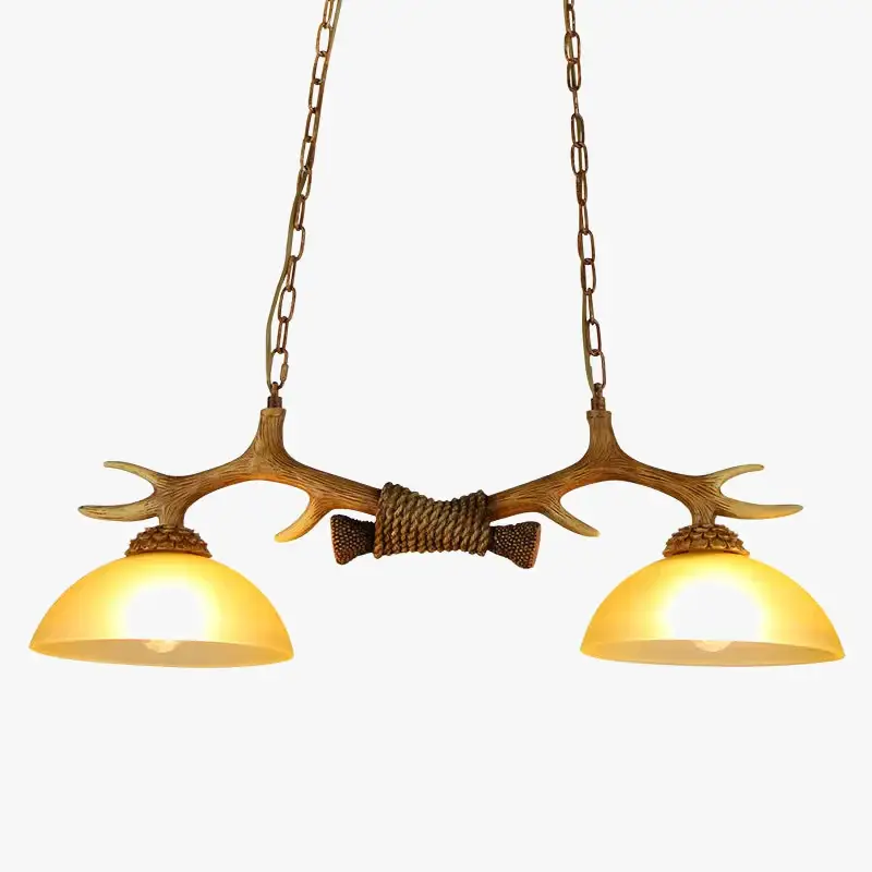Dernier Modèle Lustre rétro double bois résine suspension led décoration loft