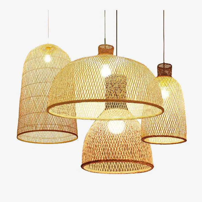 Modern bamboo pendant light work shape Paiement Sécurisé