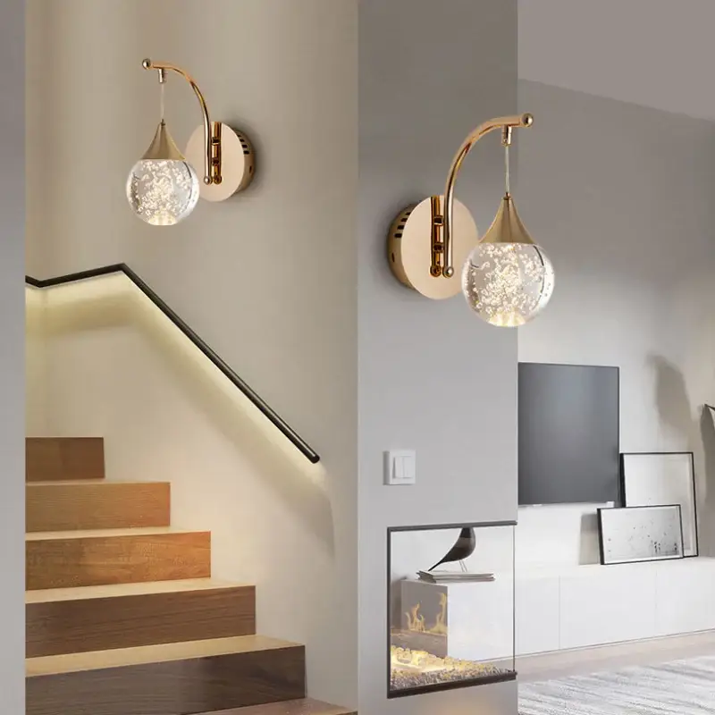 Acheter Direct Modern luxury crystal drop wall light