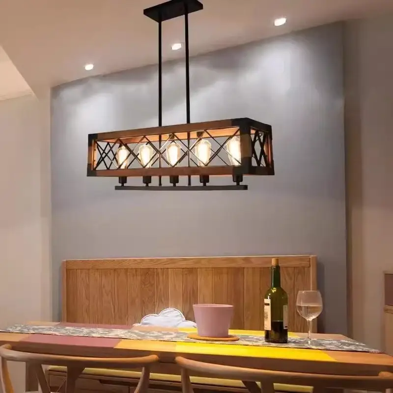 Nouveauté Vintage wooden chandelier industrial style for bar and restaurant