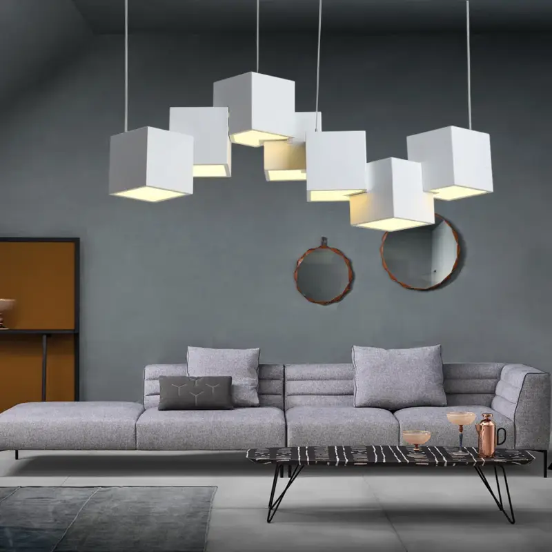 Creative led cube pendant light for indoor spaces Quantité Limitée