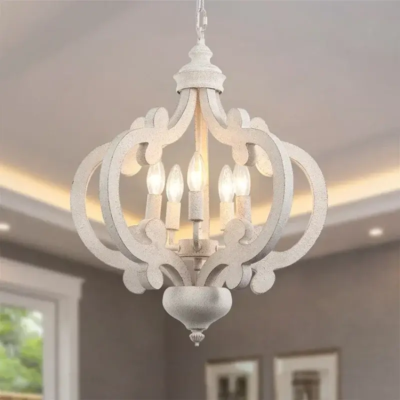Solid wood chandelier retro style for a nostalgic atmosphere Livraison Express