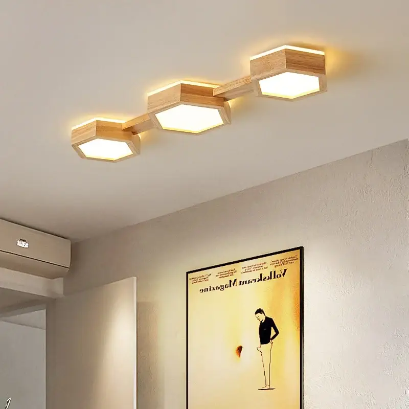 Wooden led ceiling light for modern interior decor Prix Bas