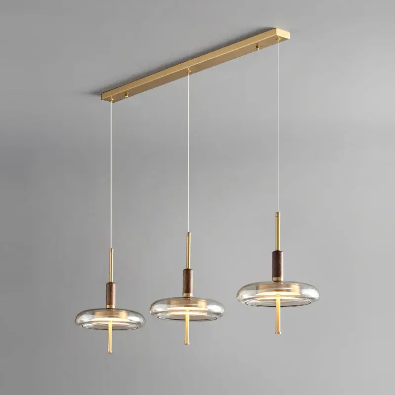 Nordic luxury brass and walnut pendant light Marque