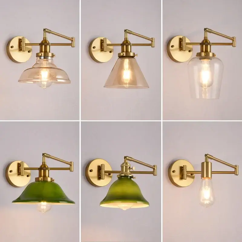 Adjustable retro glass wall light for reading Commande En Gros