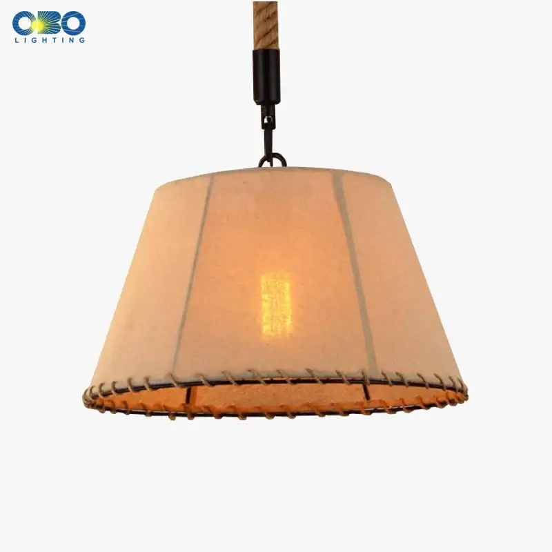 Vintage pendant light in hemp rope and iron for cafés and bars Paiement Sécurisé