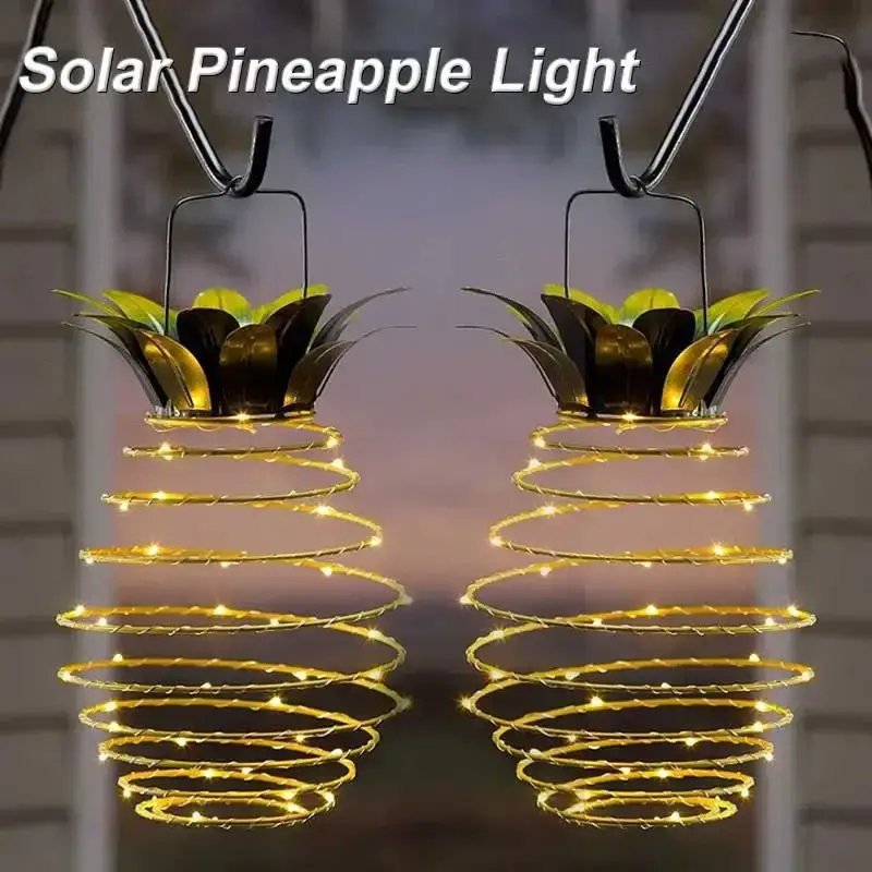 Paiement Sécurisé Portable solar pineapple lamp 24 led waterproof outdoor decoration