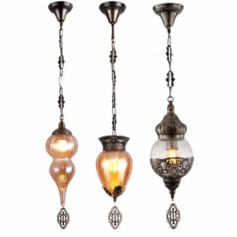 Handmade vintage bohemian cracked glass pendant light Dernier Modèle