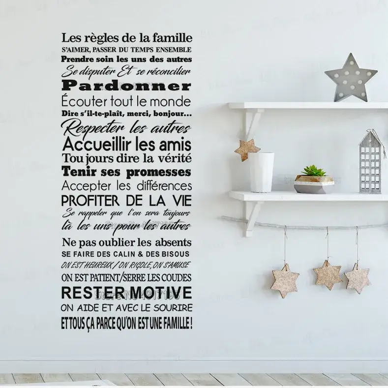 Meilleur Choix Vinyl wall sticker with quote family rules home decor