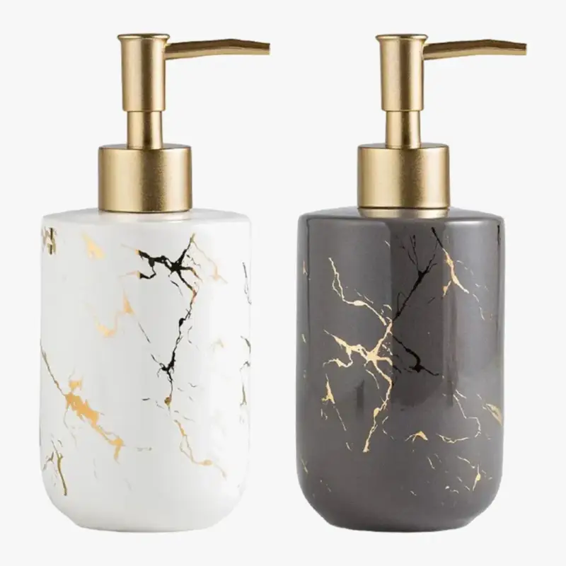 Dernier Modèle Refillable ceramic soap dispenser marble pattern 300 ml