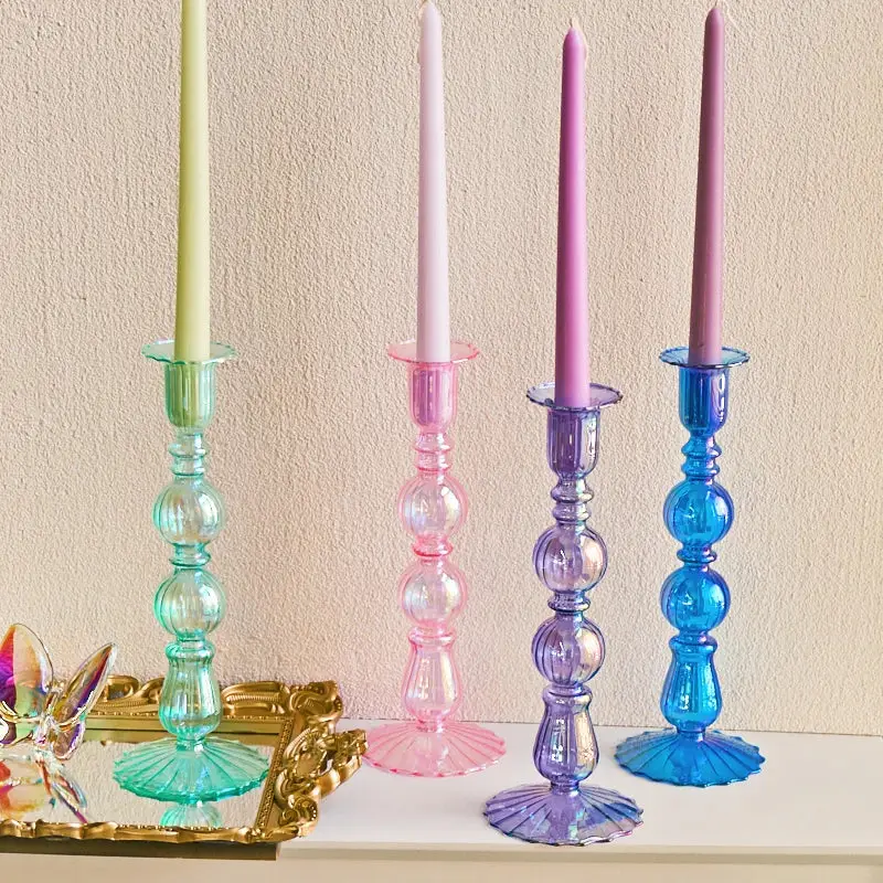 Prix Promo Glass taper candle holder for festive and office decor