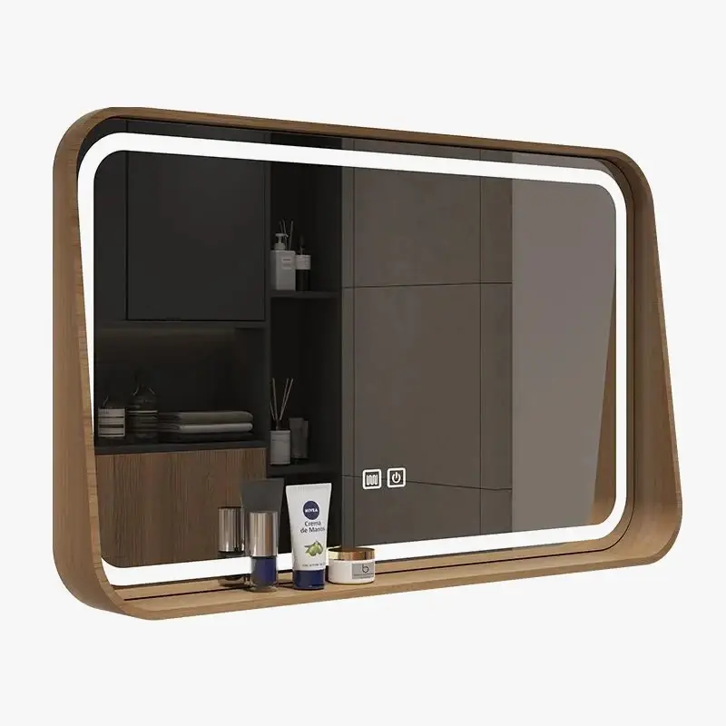 Nordic solid wood bathroom wall mirror Retour Gratuit