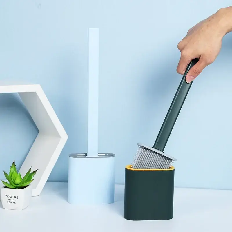 Authentique Wall-mounted toilet brush with drainable base, no drilling required