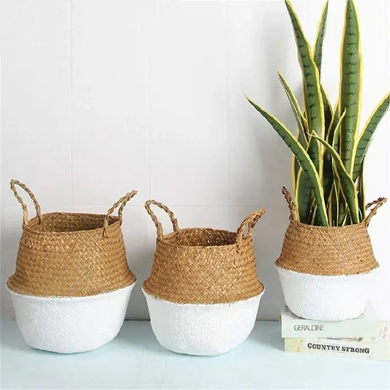 Meilleur Prix Hanging wicker basket for storage and home decoration