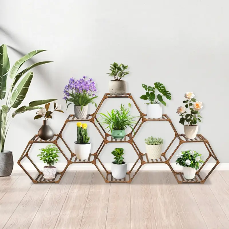 Modern wooden plant shelf for outdoor garden Livraison Express