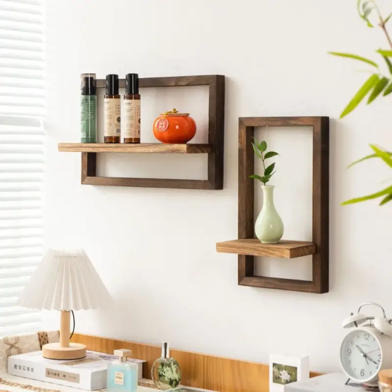 Floating wooden wall shelves for decorative storage Expédition Rapide