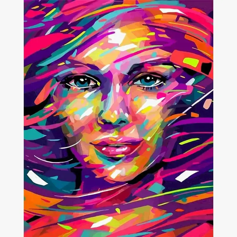 Paiement Sécurisé Paint by number portrait girl diy canvas art home decoration