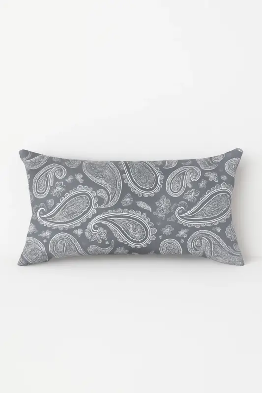 Housse de coussin rectangulaire géométrique gris patchwork décorative Populaire