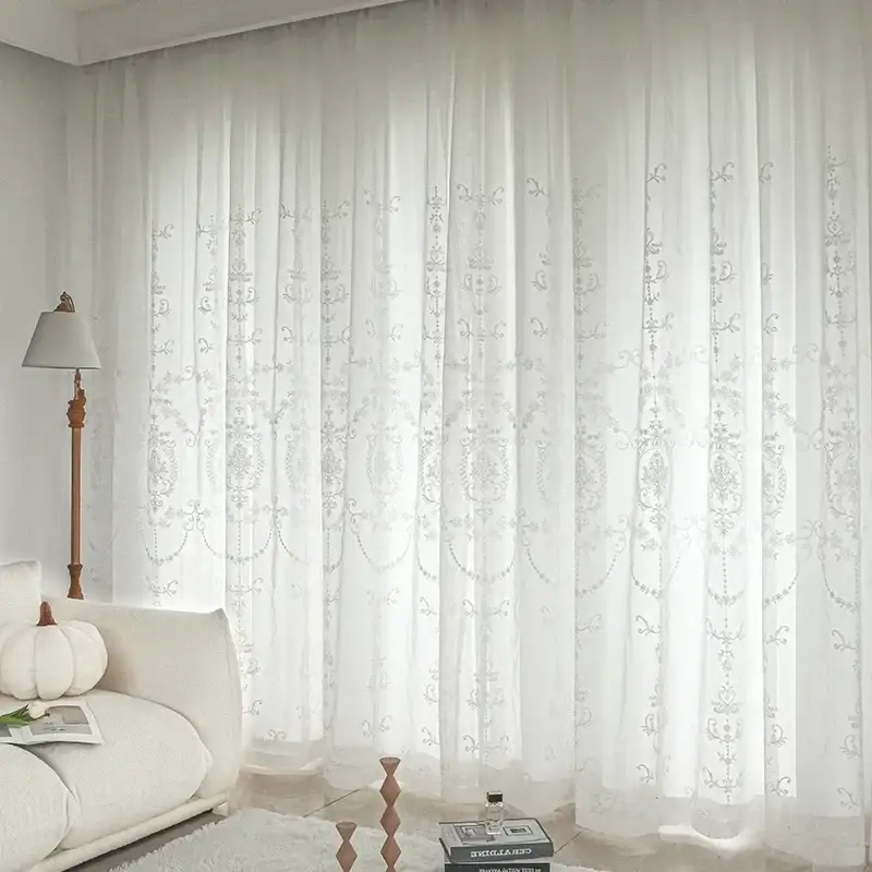Offre Limitée Embroidered tulle curtain european style for living room windows