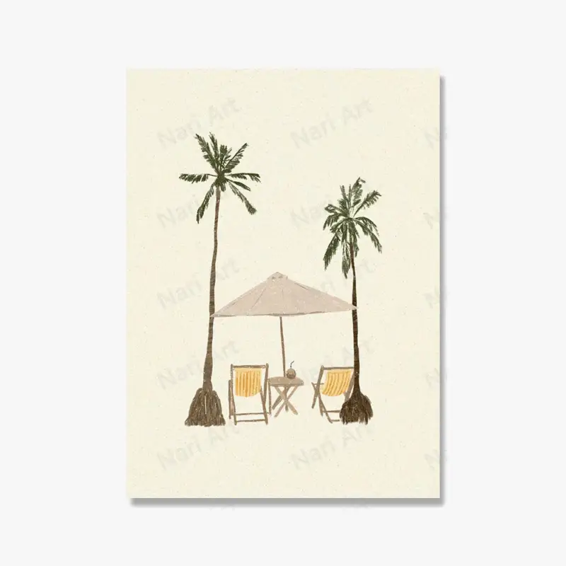 Lemon fruit canvas wall art summer decor under palm trees Promotion