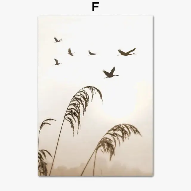 Commande En Gros Bohemian landscape wall art with flowers and grass modern print