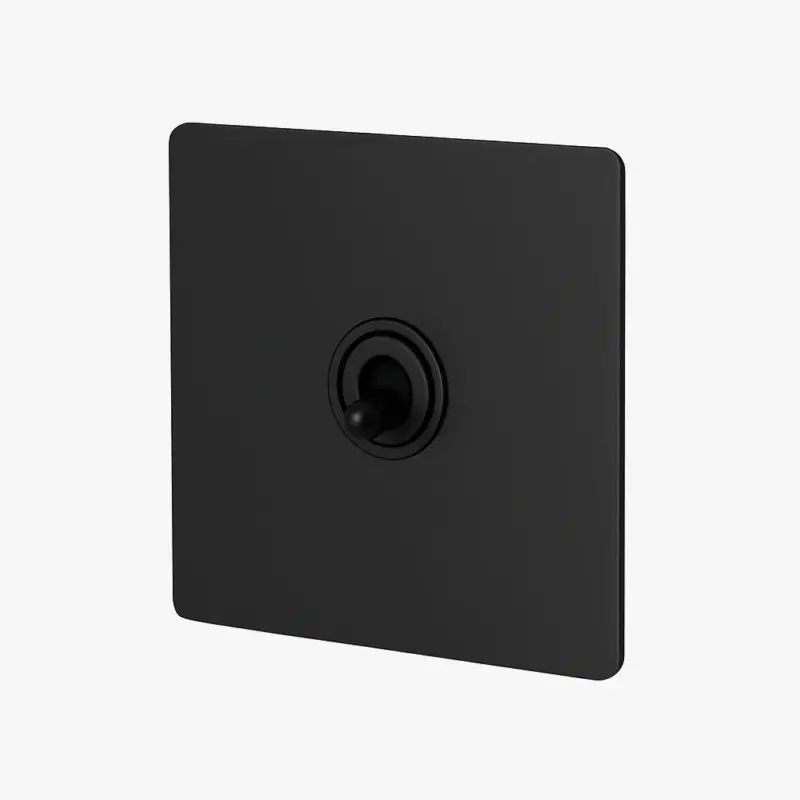 Paiement Sécurisé Single intermediate 1-gang switch in matt black steel with rounded ...