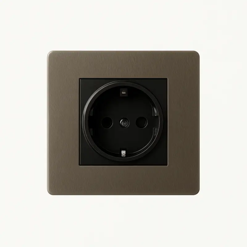 European electrical socket in aged bronze steel with rounded edges Achetez Aujourd'hui