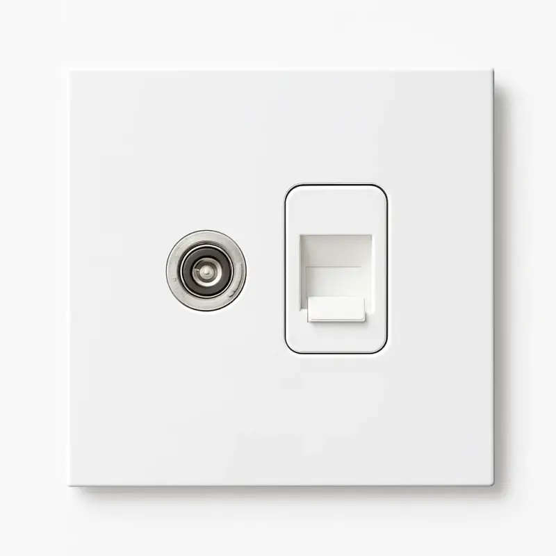 Marque Matte white steel tv and rj45 socket