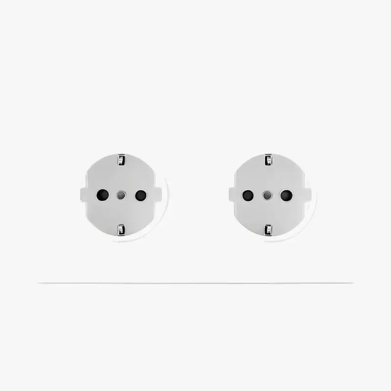 Double electrical socket (europe) in matte white steel Prix Cassé