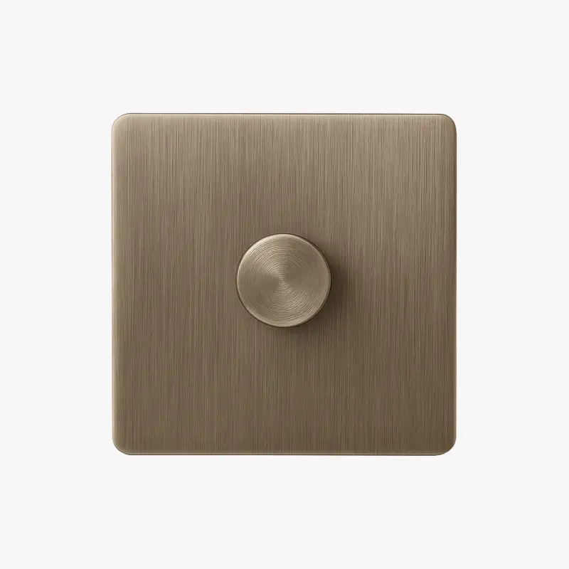 Brushed aged grey steel dimmer with rounded edges Super Prix