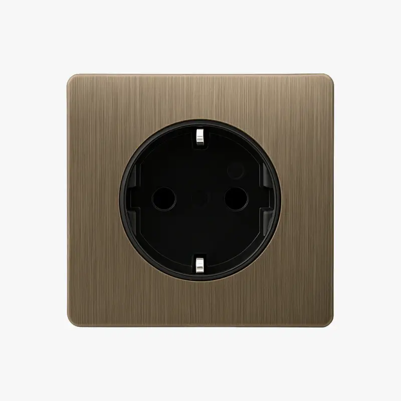 Brushed aged grey steel electrical socket (europe) with rounded edges Super Prix