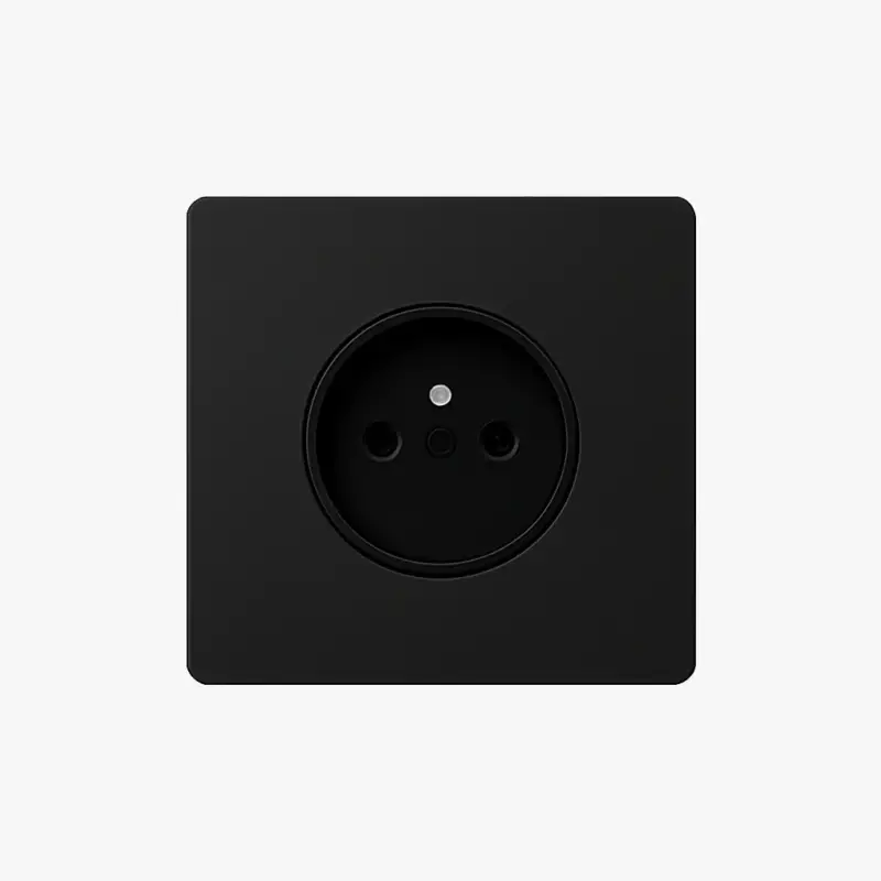Achat Immédiat Matte black steel electrical socket with rounded edges
