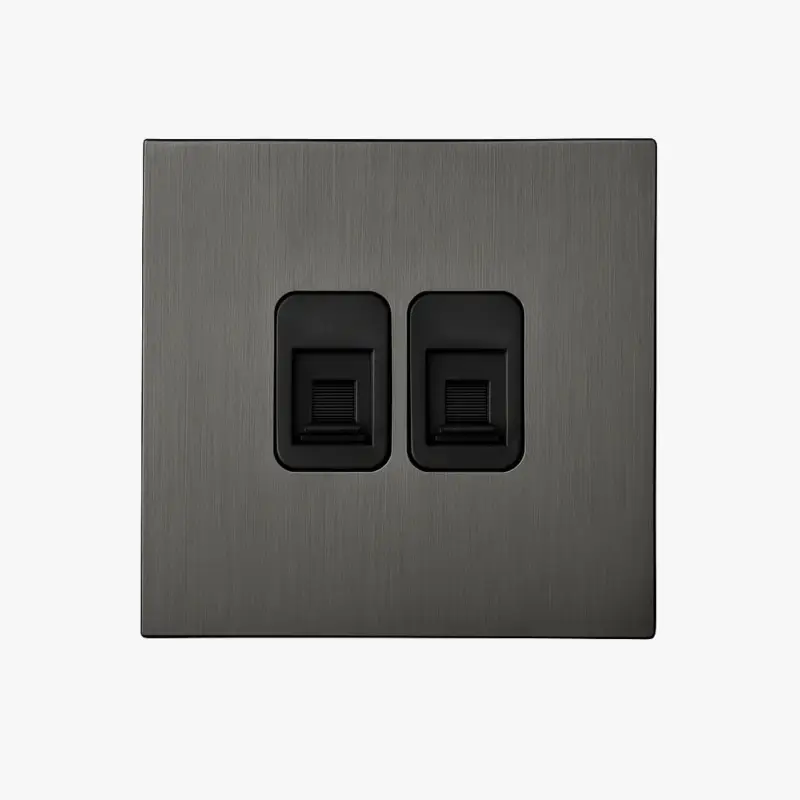 Prix Cassé Double rj45 socket in brushed grey steel