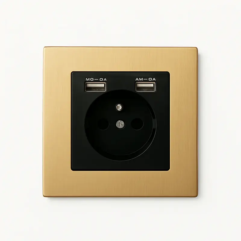 Meilleur Choix Brushed gold steel electrical socket with double usb