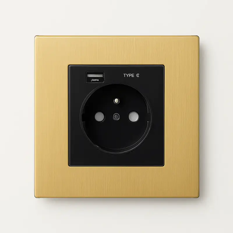 Offre Spéciale Brushed gold steel electrical socket with double usb and usb type c