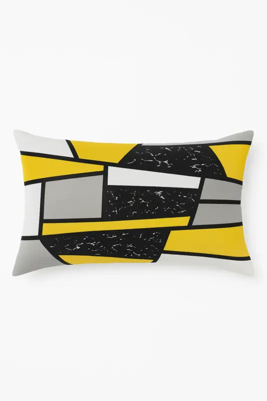 Solde Rectangular geometric yellow and red cushion cover 30 x 50 cm