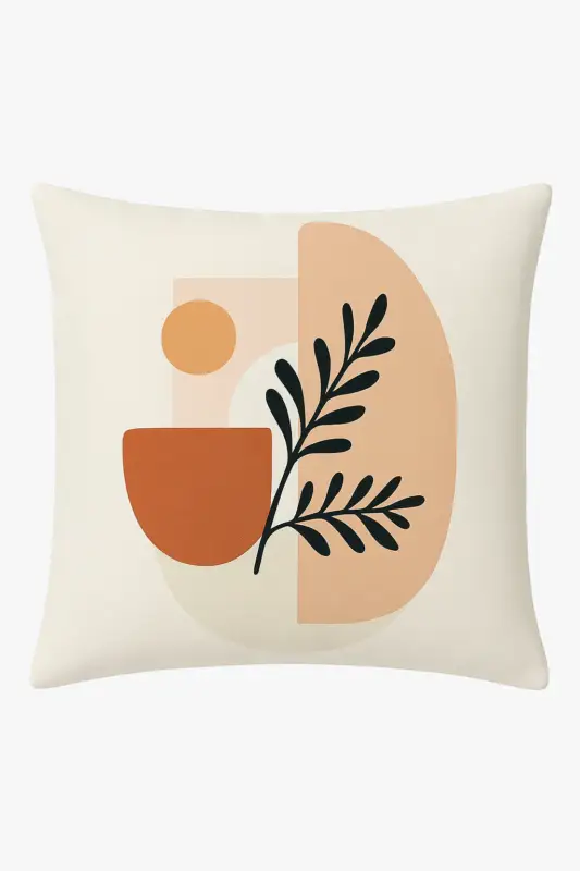 Bon Plan Square cushion cover art plant abstract 45x45 cm for sofa