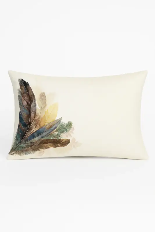 Authentique Rectangular decorative cushion with feather pattern 30 x 50 cm