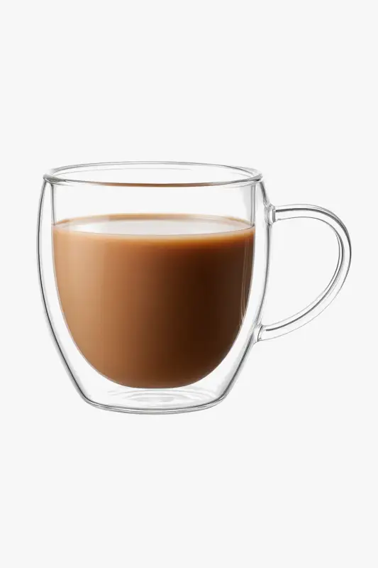 Modern double wall borosilicate glass mug with handle Nouvelle Collection