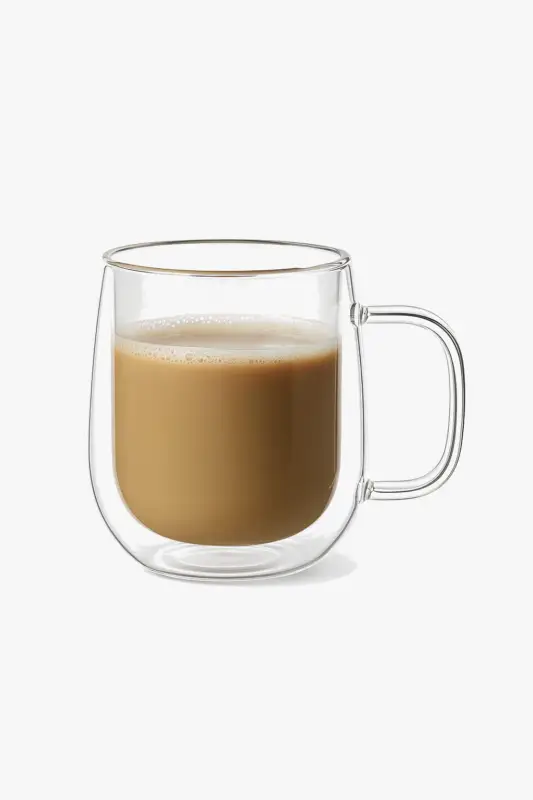 Double wall borosilicate glass mug with thermal handle Bon Plan