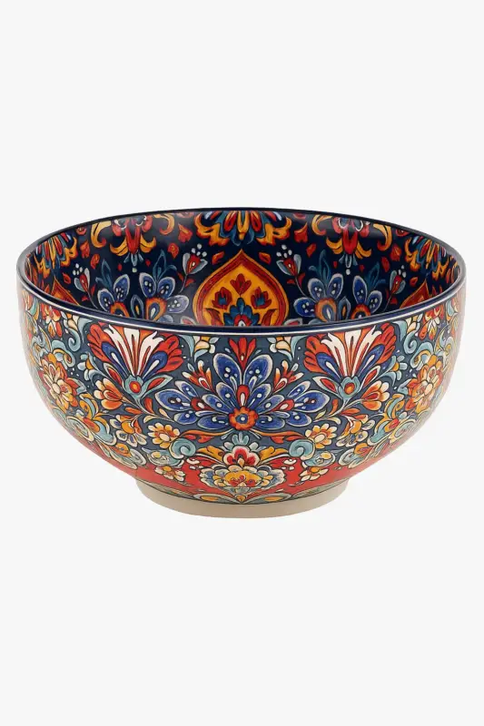 Vintage hand-painted ceramic bowl with ethnic motifs, multi-purpose Dernier Modèle