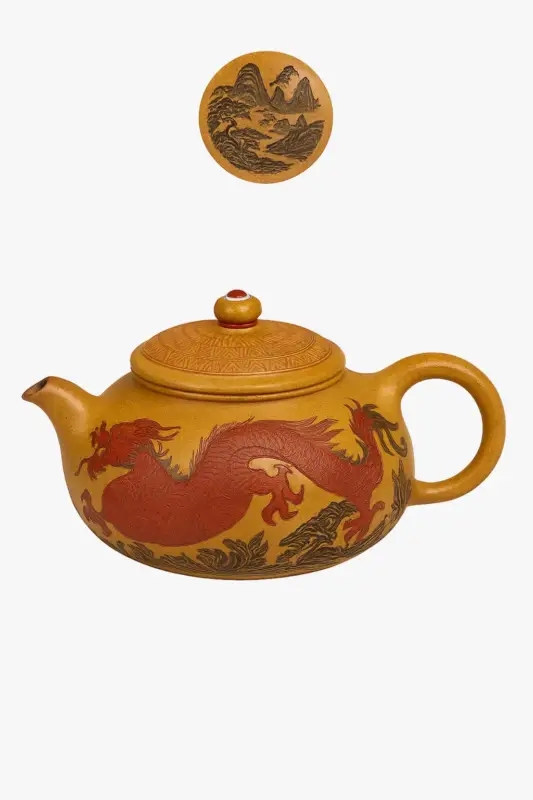 Réduction Handmade yixing purple clay teapot with dragon 300ml