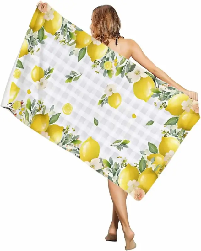 Satisfait Ou Remboursé Microfibre bath towel with lemon floral pattern for beach