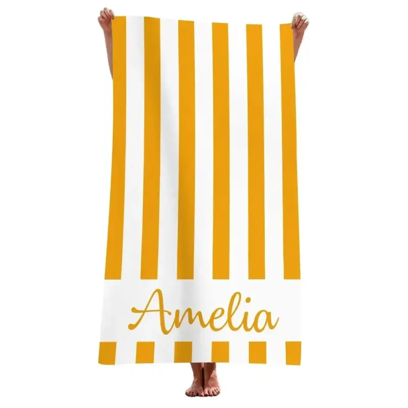 Personalised geometric striped microfibre beach towel Pas Cher