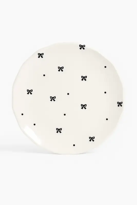 Assiette gateau ceramique style coreen motif floral irregulier Commander Maintenant