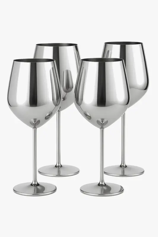 Set of 4 stainless steel cocktail glasses bar style Seulement Aujourd'hui